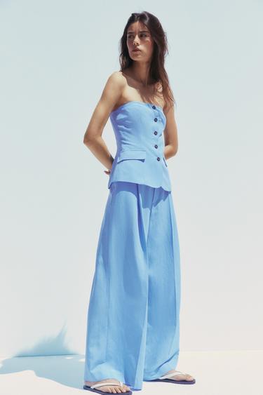 PLEATED TROUSERS - Sky blue by Zara