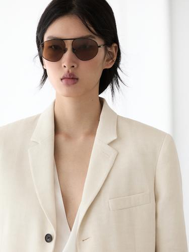 Zara Linen blend suit blazer - Ecru