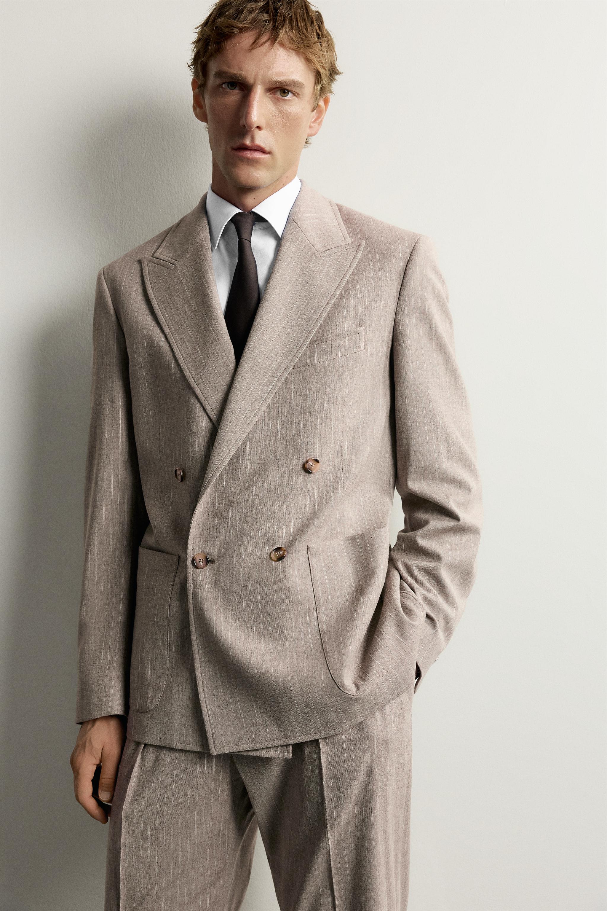 PINSTRIPE DOUBLE-BREASTED REGULAR FIT BLAZER