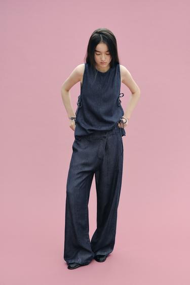 クロスオーバーデニムパンツ ZW COLLECTIONブルーZaraのクロスオーバーデニムパンツ ZW COLLECTION - ブルー
