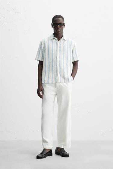 STRIPED SHIRT - Sky blue by Zara