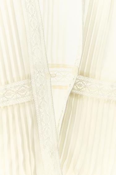 TOP PLISSÉ DENTELLE - Blanc cassé de Zara - Image 3