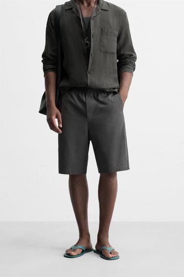 BERMUDA RELAXED FIT ALGODÓN - Gris de Zara