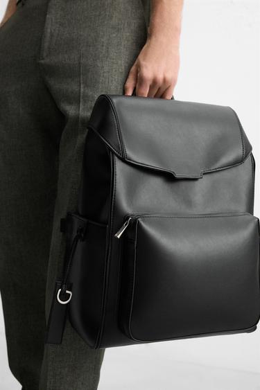 Negro Zara Hombre Mochila Cuero Zara Mochilas Hombre ZARA Perú