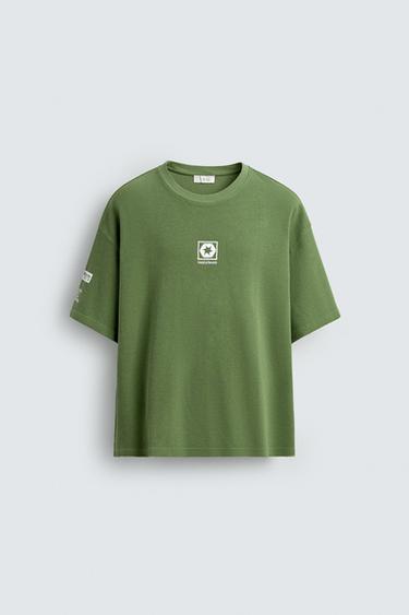 SUDADERA RELAXED FIT ESTAMPADOS - Verde de Zara - Imagen 0
