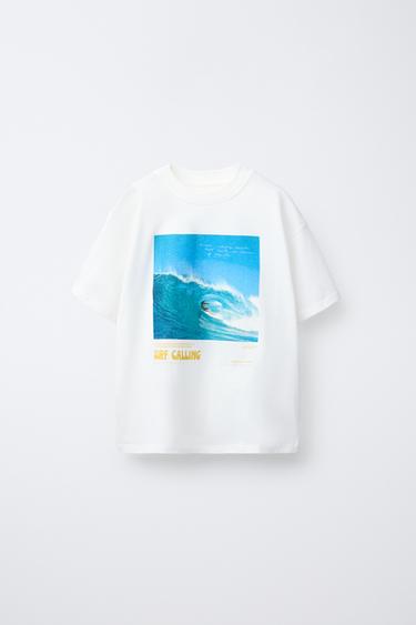CAMISETA FOTOGRAFÍA SURF - Blanco de Zara