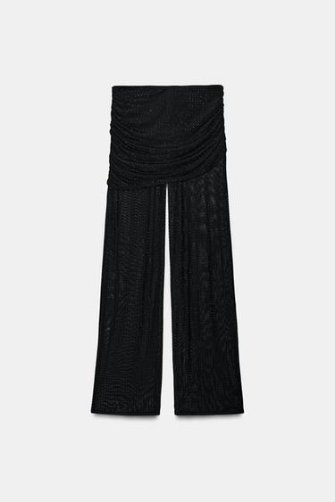 PANTALON FRONCÉ EN TULLE À BRILLANTS - Noir de Zara - Image 7
