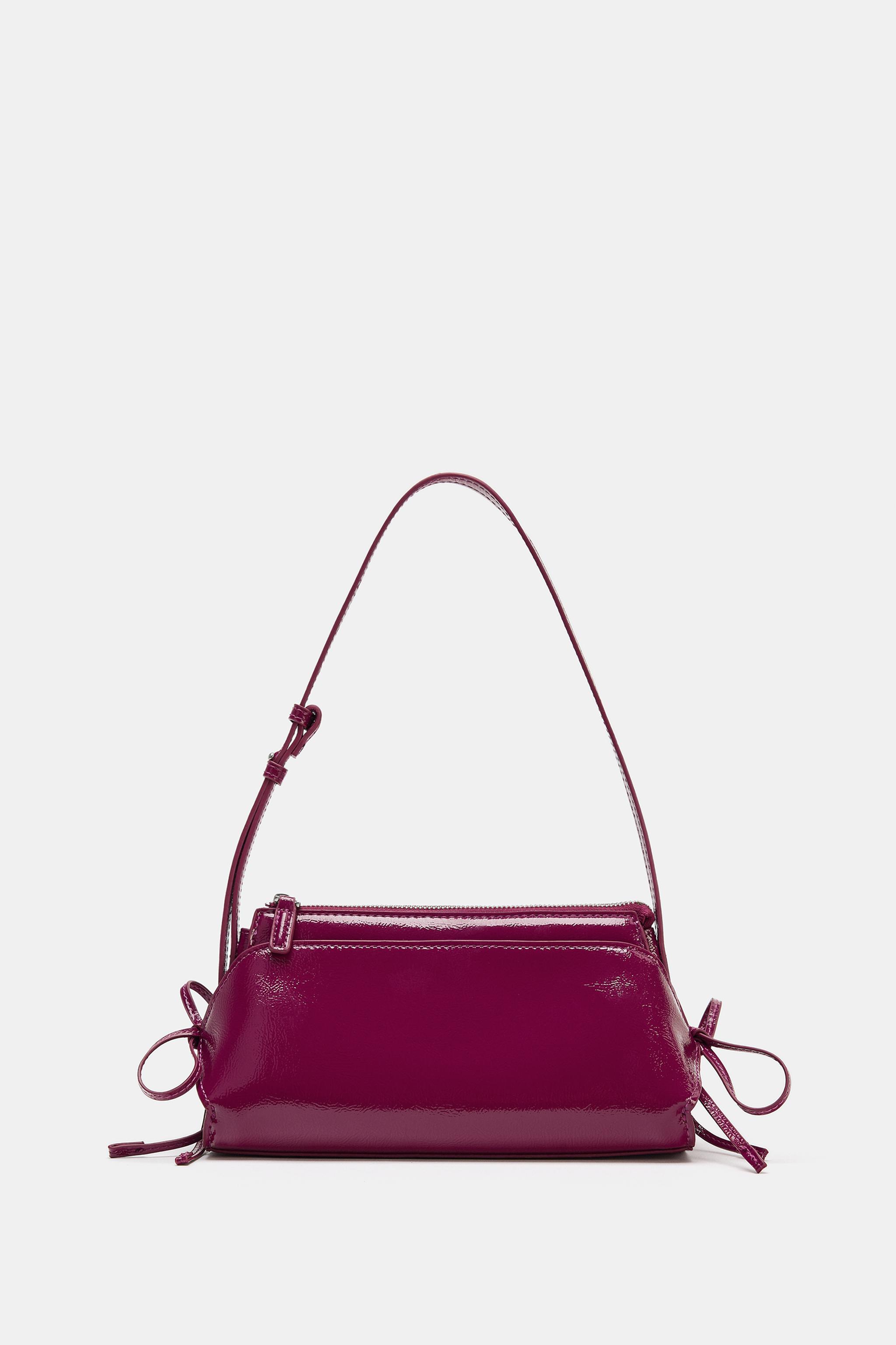 SHOULDER BAG WITH BOWS — Eggplant