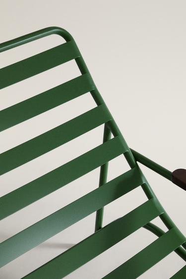 METAL AND WOOD LOUNGER — Green 2