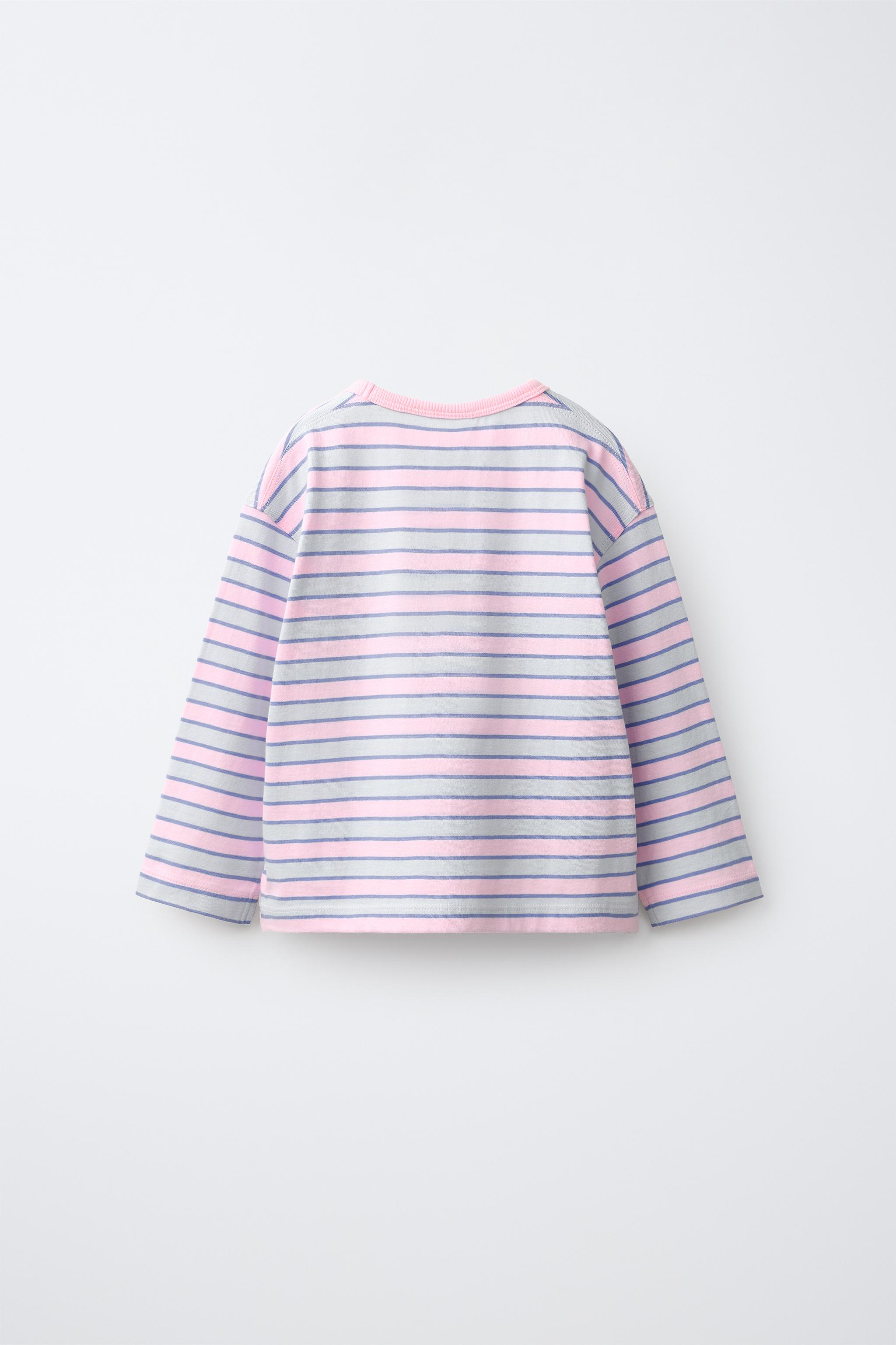 STRIPED HEART T-SHIRT — Pink