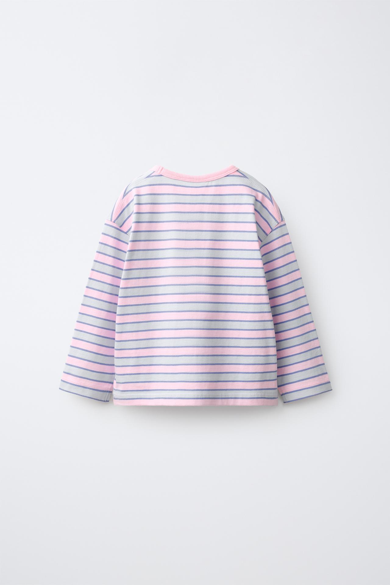 STRIPED HEART T-SHIRT — Pink