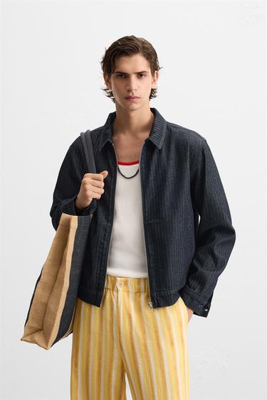 HERRINGBONE DENIM JACKET - Blue by Zara