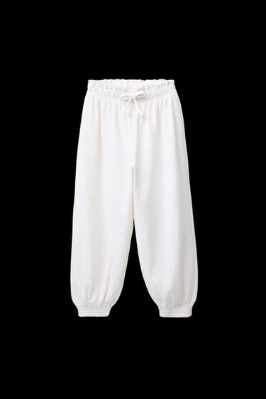 Zara TEXTURED BALLOON PANTS - Ecru - Image 0