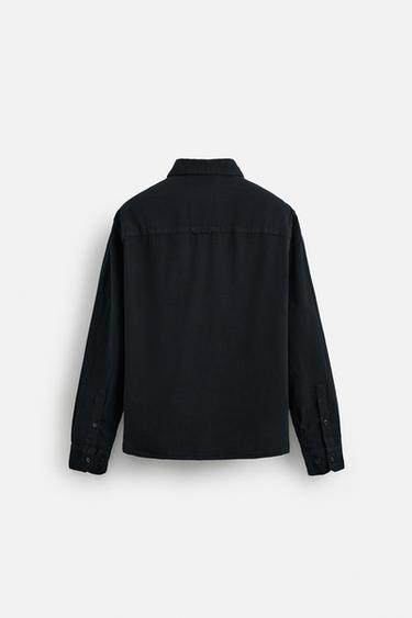 TEXTURED CHAMBRAY SHIRT - Dark navy by Zara - Image 4