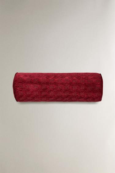 JACQUARD BOLSTER CUSHION - Red by Zara