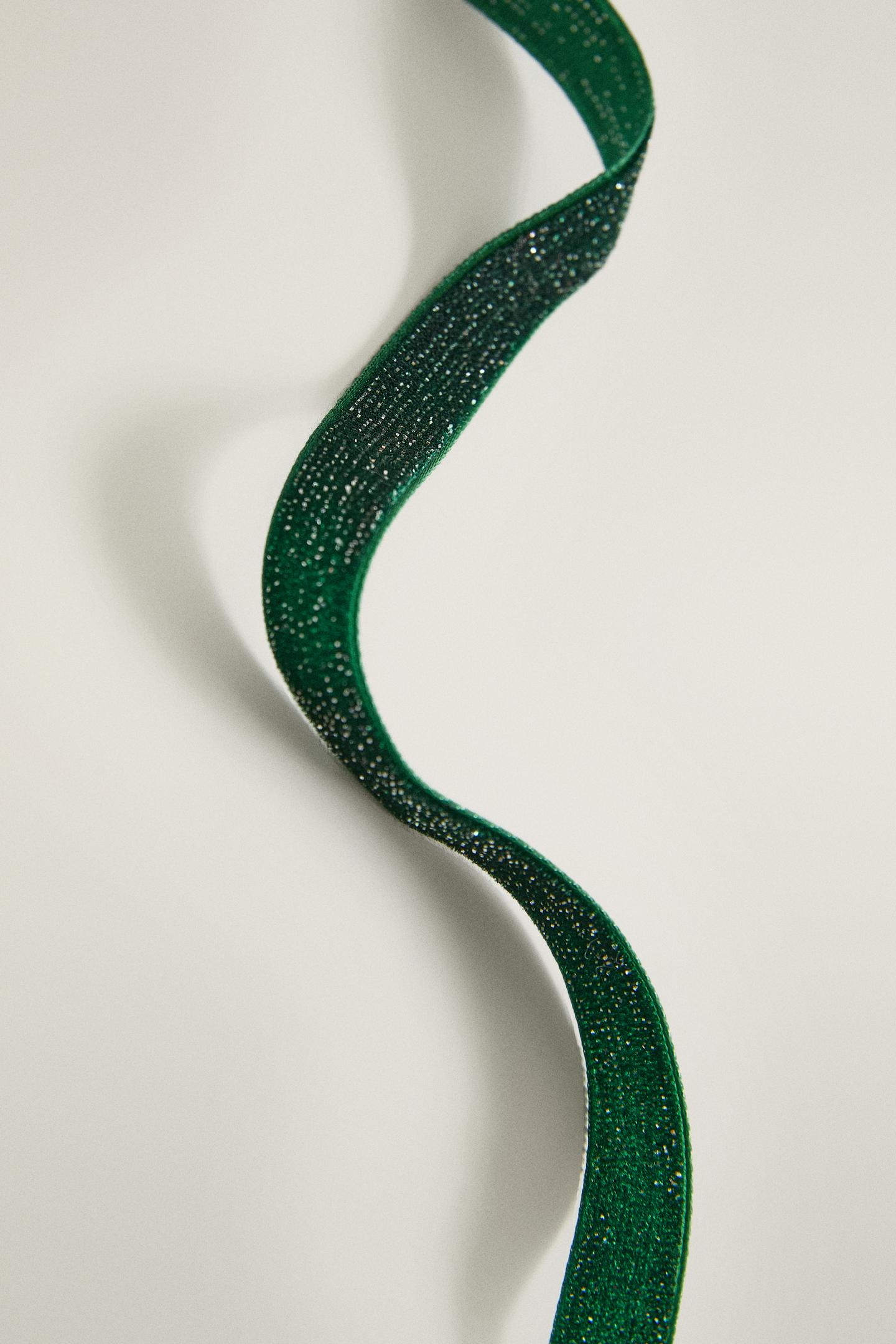 Zara Glitter Velvet Christmas Gift Ribbon, цвет: Зелёный — фото 3