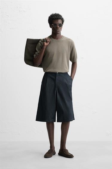 TEXTURED KNIT T-SHIRT - Light khaki by Zara
