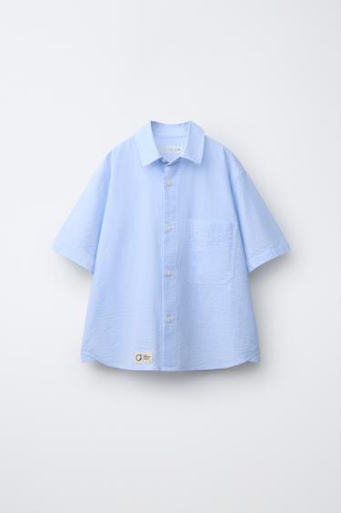 시어서커 포켓 셔츠 - Zara의 하늘색 - 이미지 0