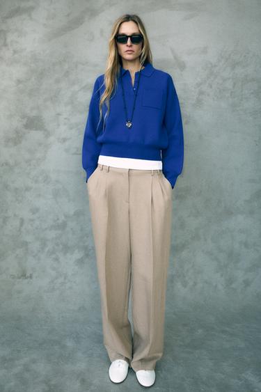 JERSEY POLO BOLSILLO - Azulón de Zara - Imagen 0
