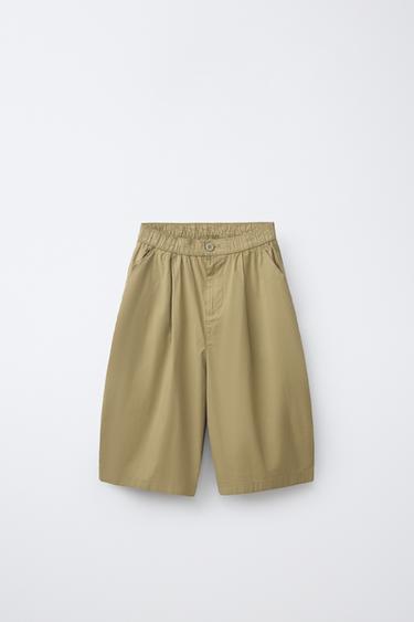 POPLIN BARREL BERMUDA SHORTS - Khaki by Zara