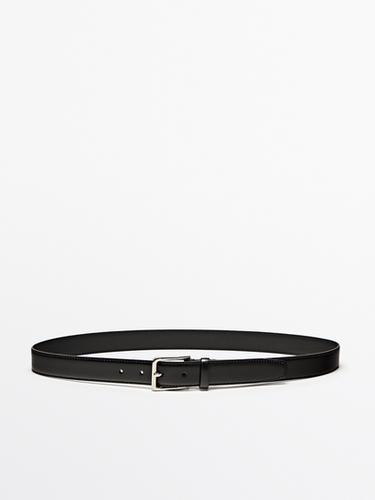 Cinturón piel detalle pespunte - Negro de Zara