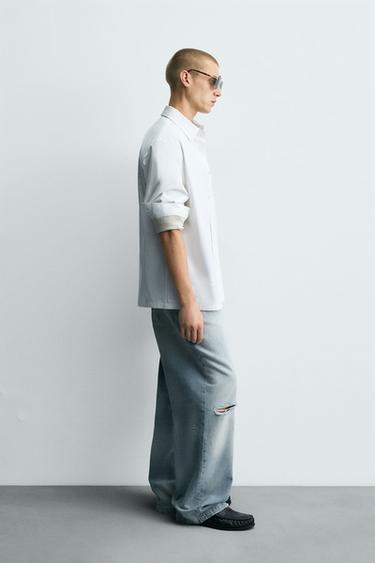 RIPPED BAGGY FIT JEANS - Light blue by Zara - Image 3