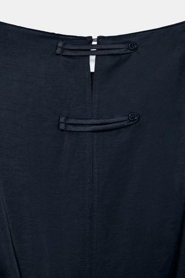 ROBE MIDI CEINTURE AVEC LIN ZW COLLECTION - Bleu de Zara - Image 9
