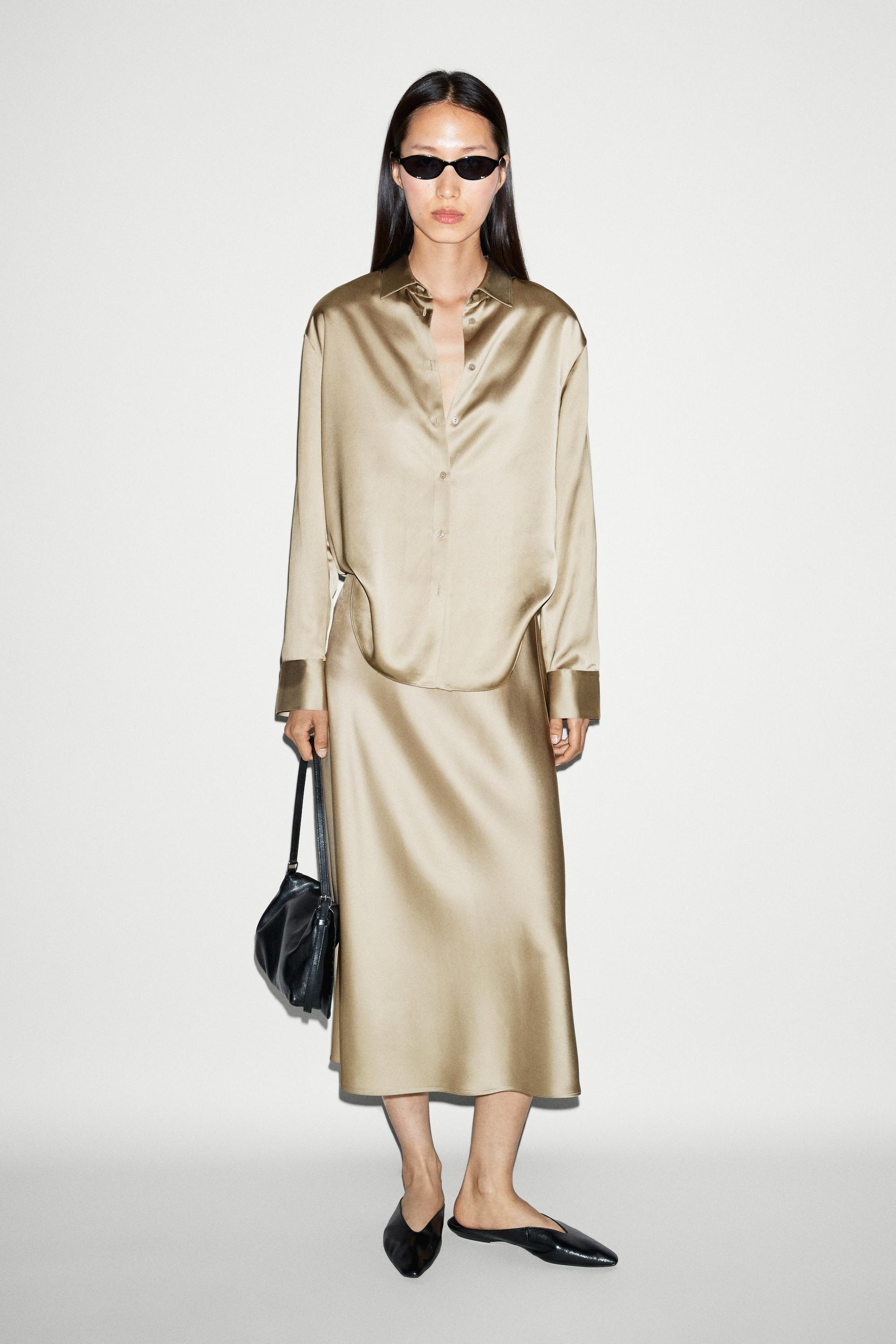Flowing satin shirt — Silver