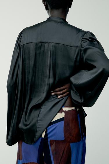 CAMISA MANGA GLOBO ZW COLLECTION - Negro de Zara