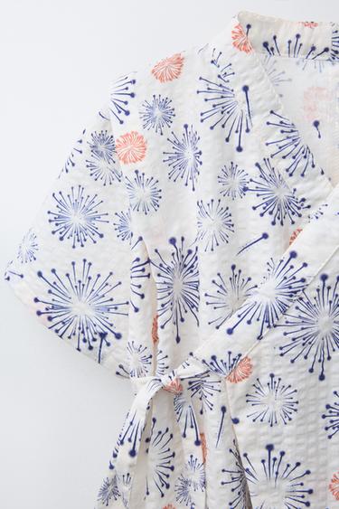 1-9 MONTHS/ PRINTED KIMONO JUMPSUIT - Ecru by Zara - Image 2