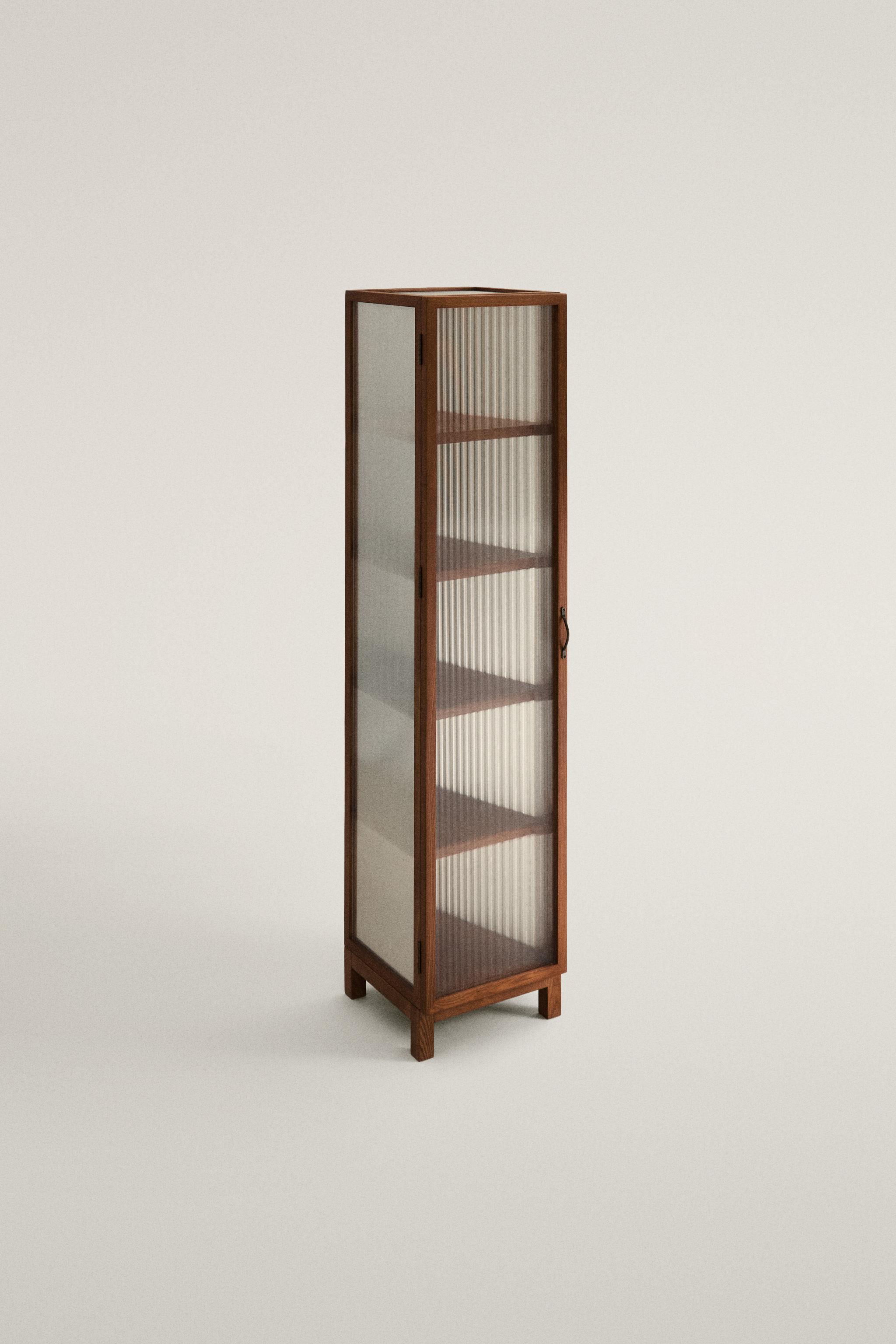 ASH WOOD DISPLAY CABINET WITH GLASS DOORS