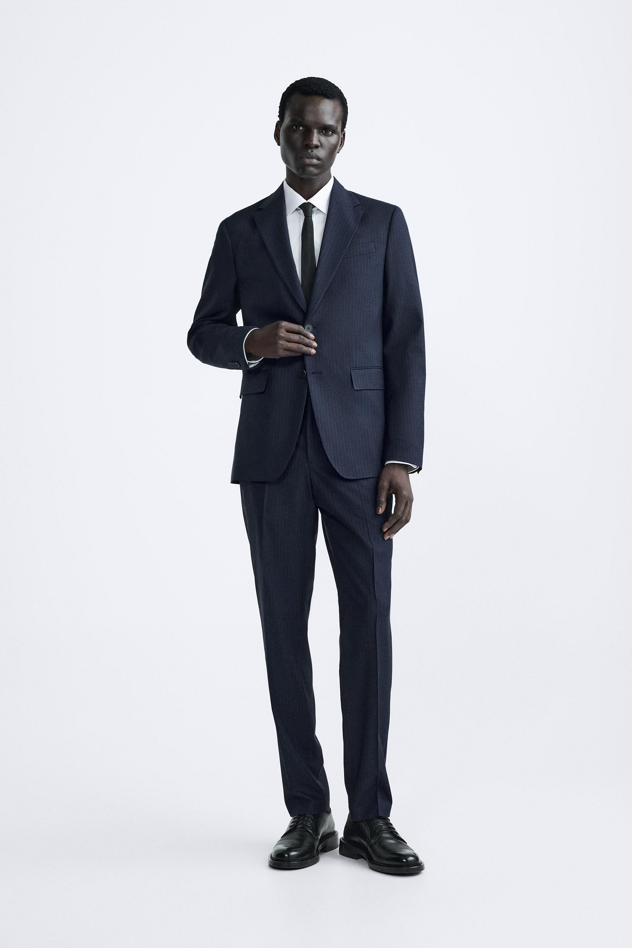 PINSTRIPE SUIT JACKET - Navy blue