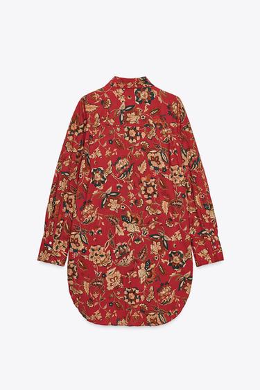 ZW COLLECTION PRINTED LONG SHIRT - Dark red by Zara - Image 5