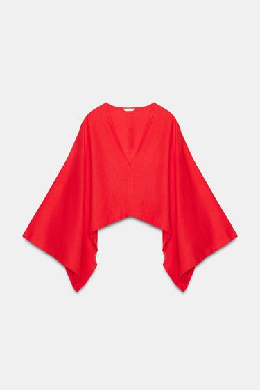 KIMONO CAPA ASIMÉTRICO - Coral fuerte de Zara