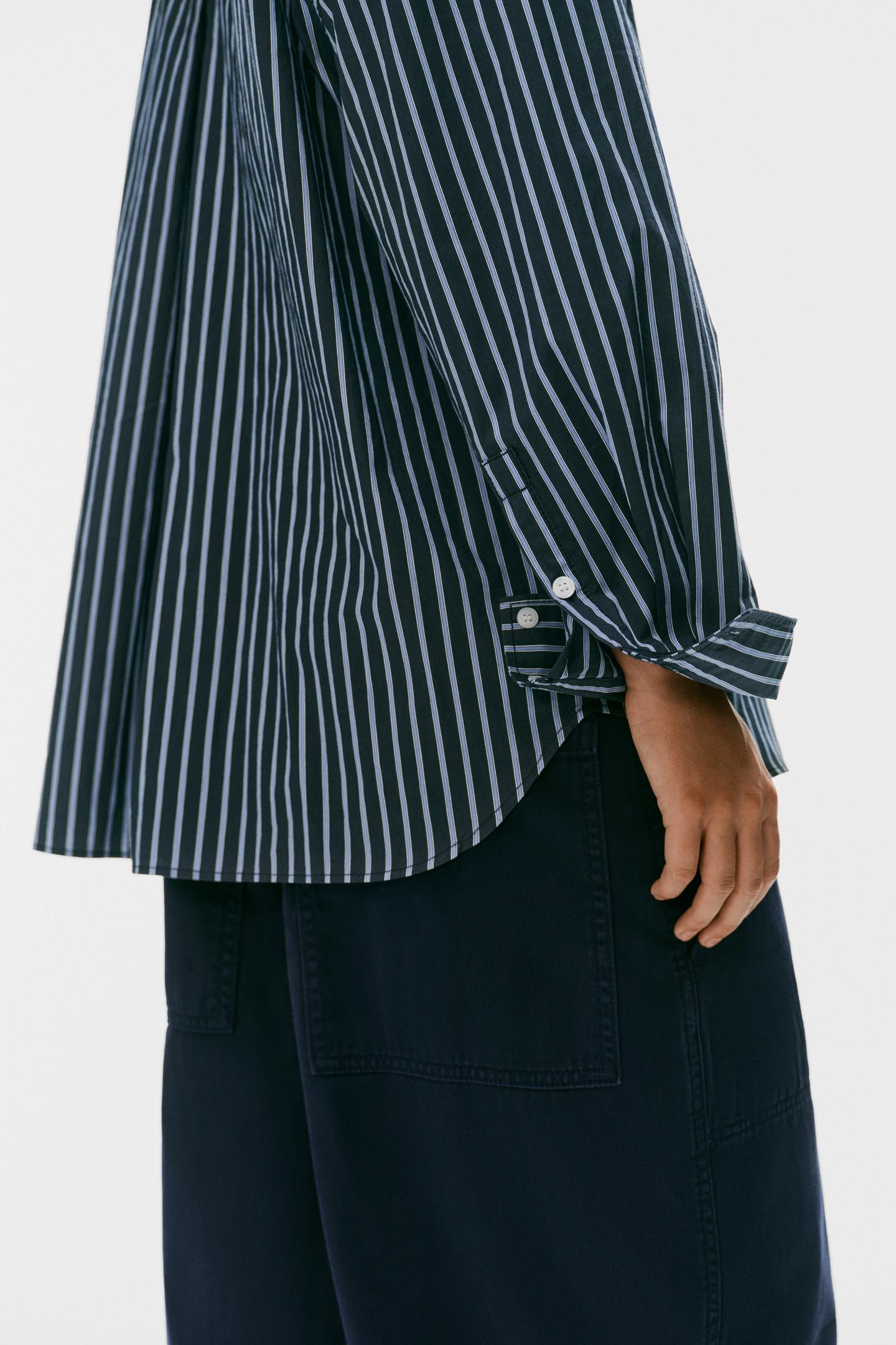 Женская рубашка Zara Striped Oversize Poplin, цвет: Blues — фото 6