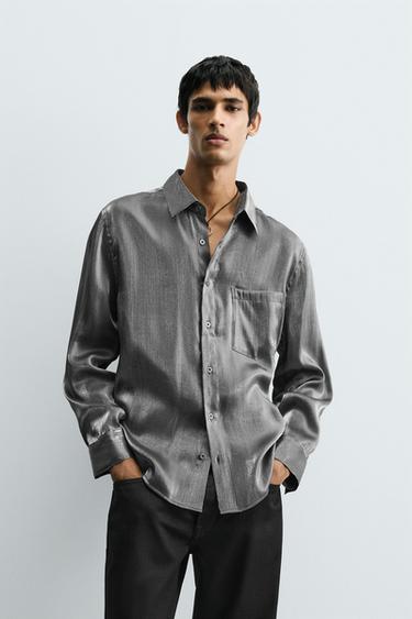 SHIMMER FLOWING SHIRT - Silver by Zara