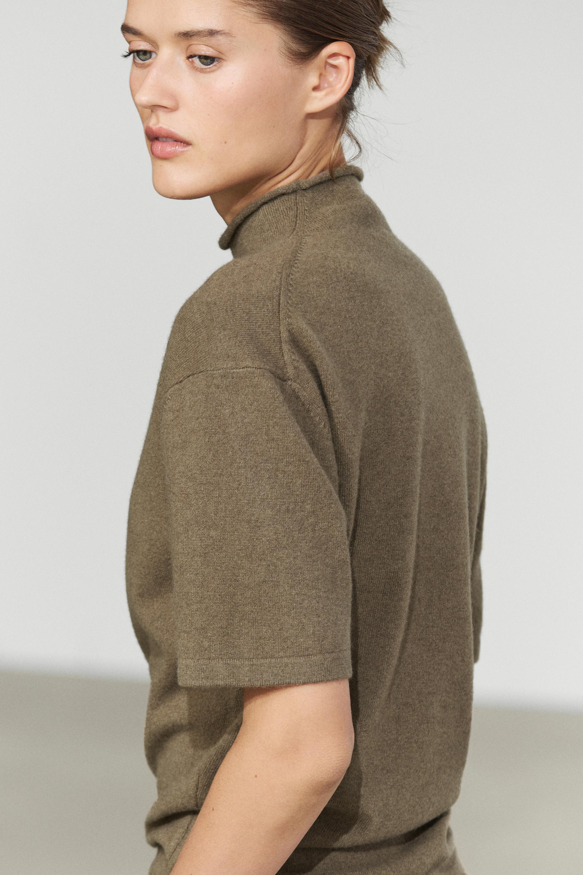 Wool blend knit mock turtleneck sweater