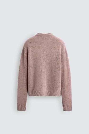 FLECKED WOOL BLEND CARDIGAN - Pink by Zara - Image 8