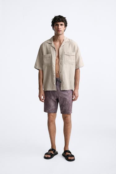 SPRAY PRINT LONG SWIMMING TRUNKS - Purples by Zara - Image 0