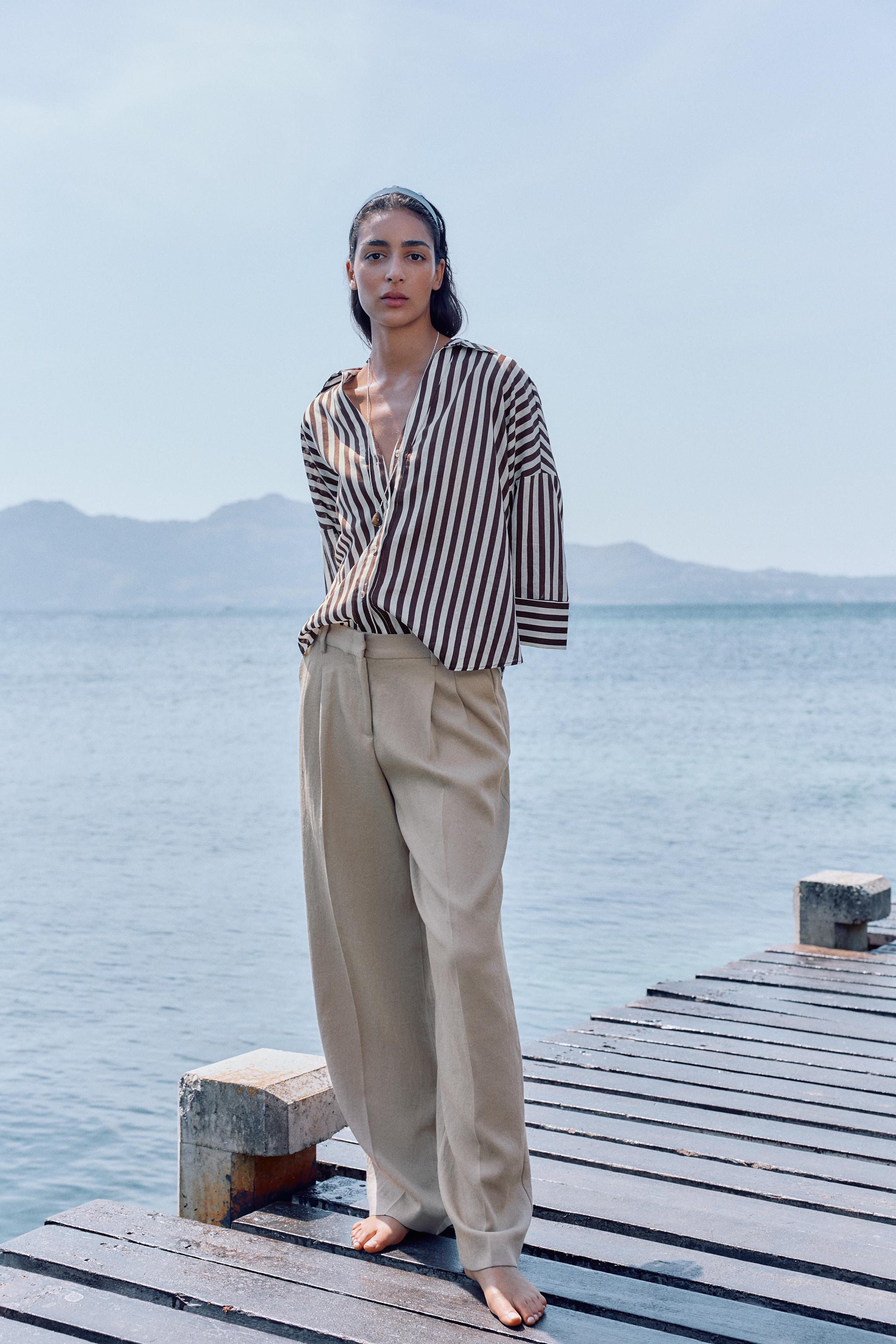 ZARA - ZARAリネン100%シャツLサイズオーバーサイズルーズ