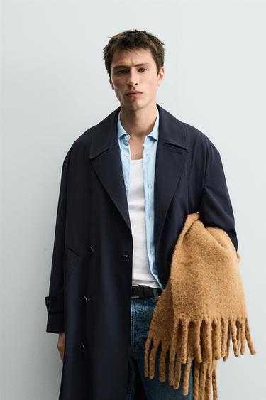 TRENCH FLUIDO CRUZADO - marino de Zara