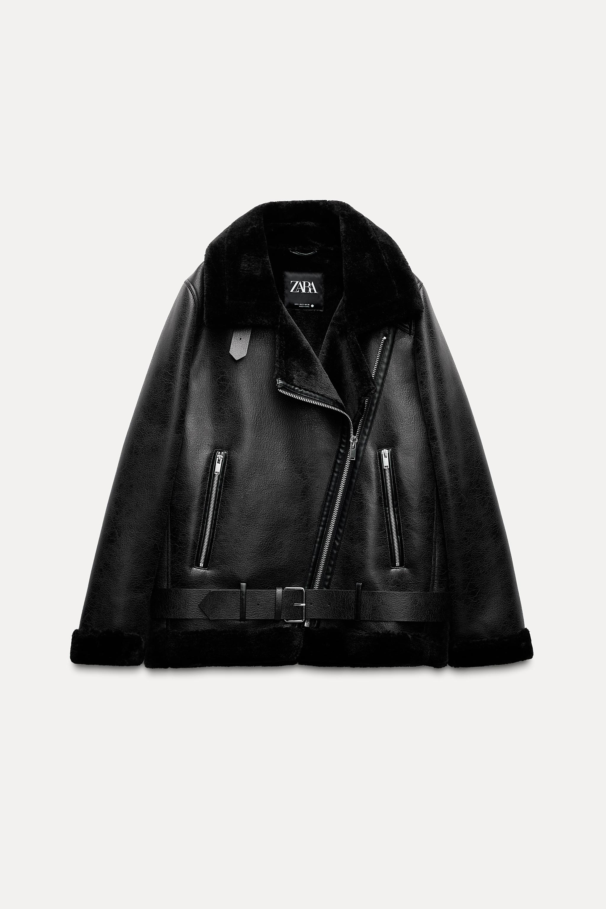 Zara Lederjacke Zara Schwarze Winterjacke Damen Jacket Zara Jacken