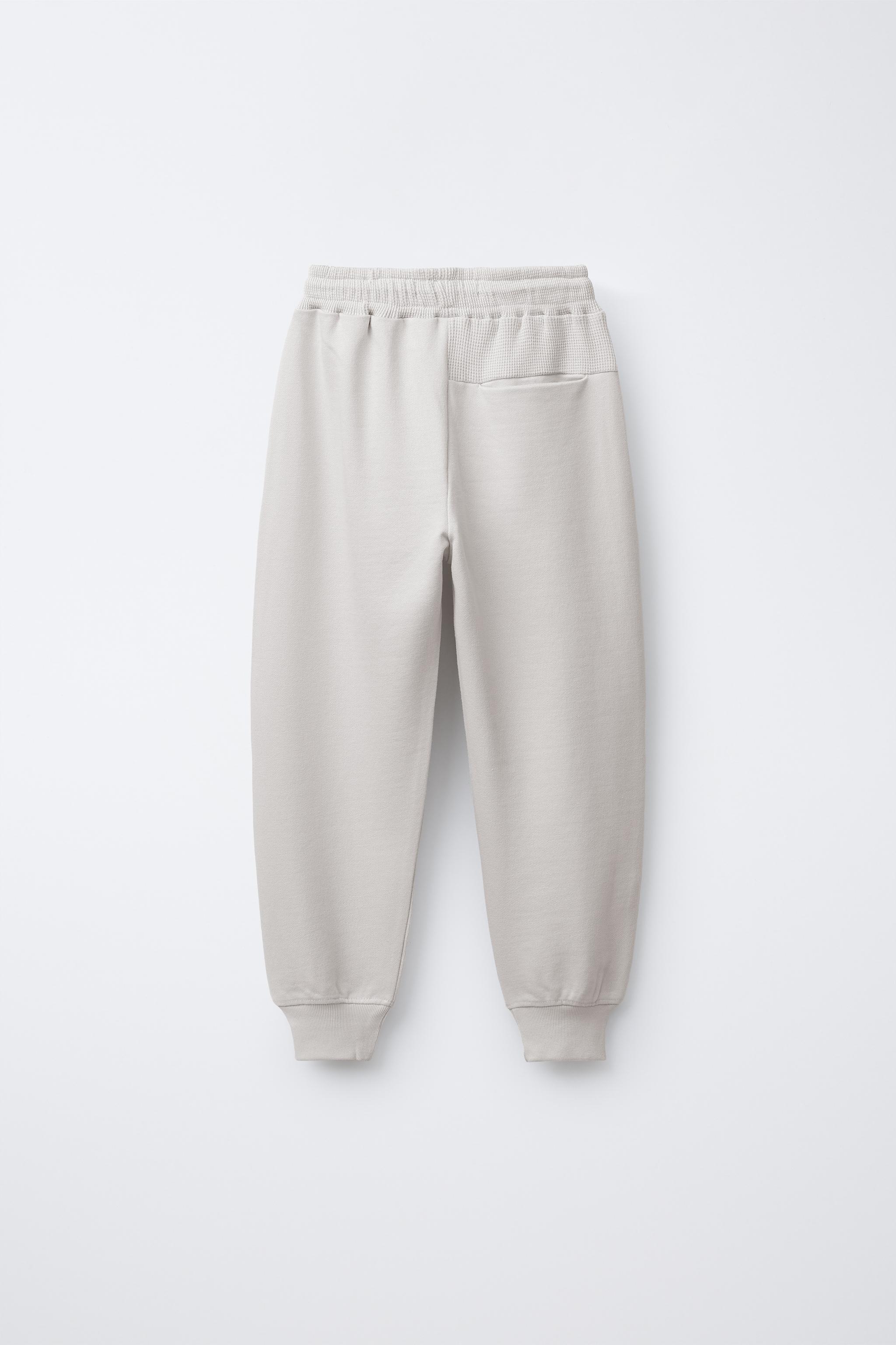 COMBINED WAFFLE-KNIT JOGGING TROUSERS - Light grey | ZARA