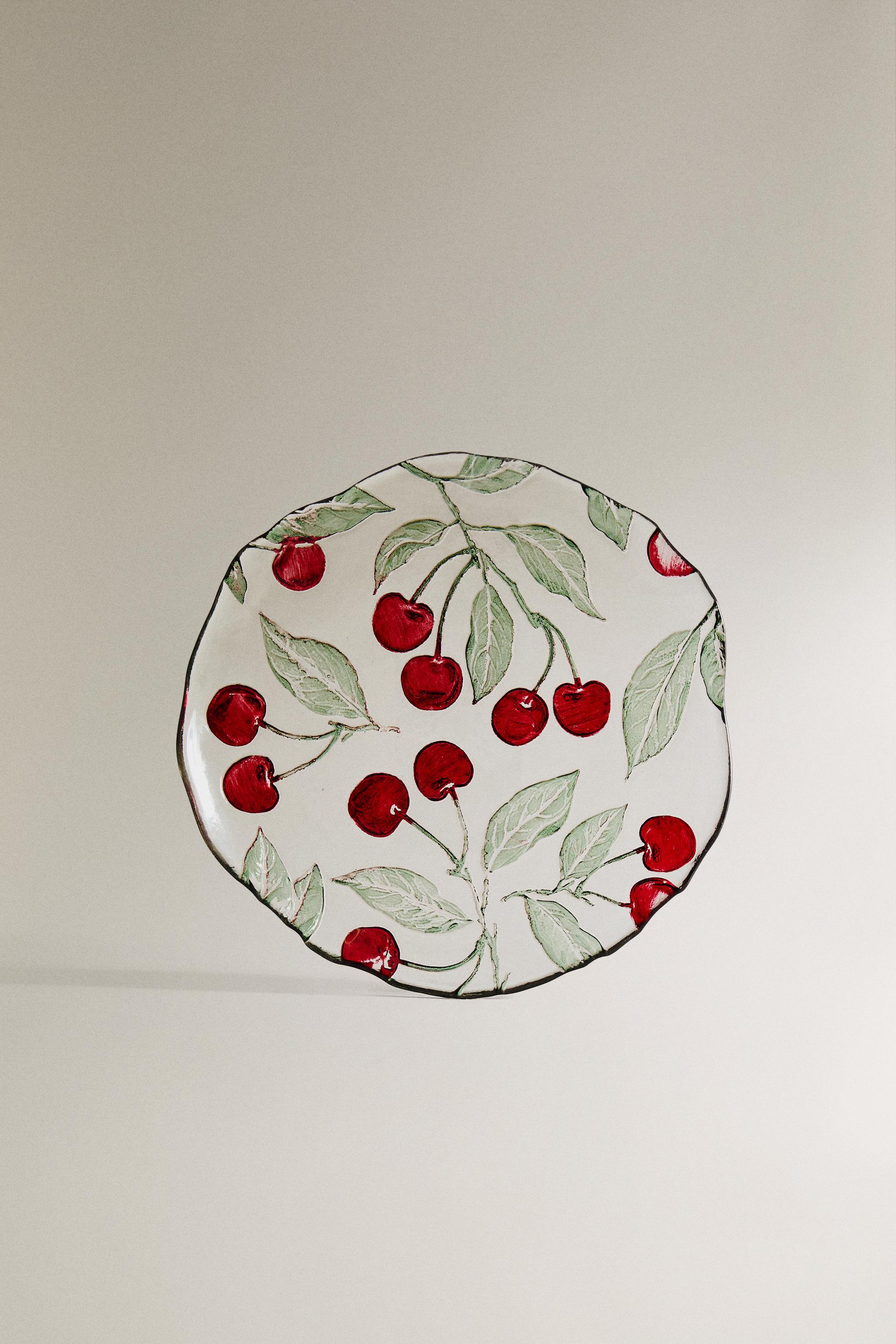 ASSIETTE À DESSERT VERRE RECYCLABLE CERISES