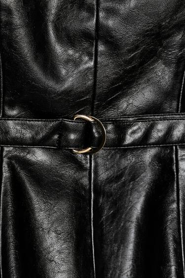 FAUX LEATHER BELTED TOP - Black by Zara - Image 8