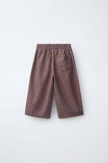 BEAR EMBROIDERY BALLOON PANTS — Light brown 2