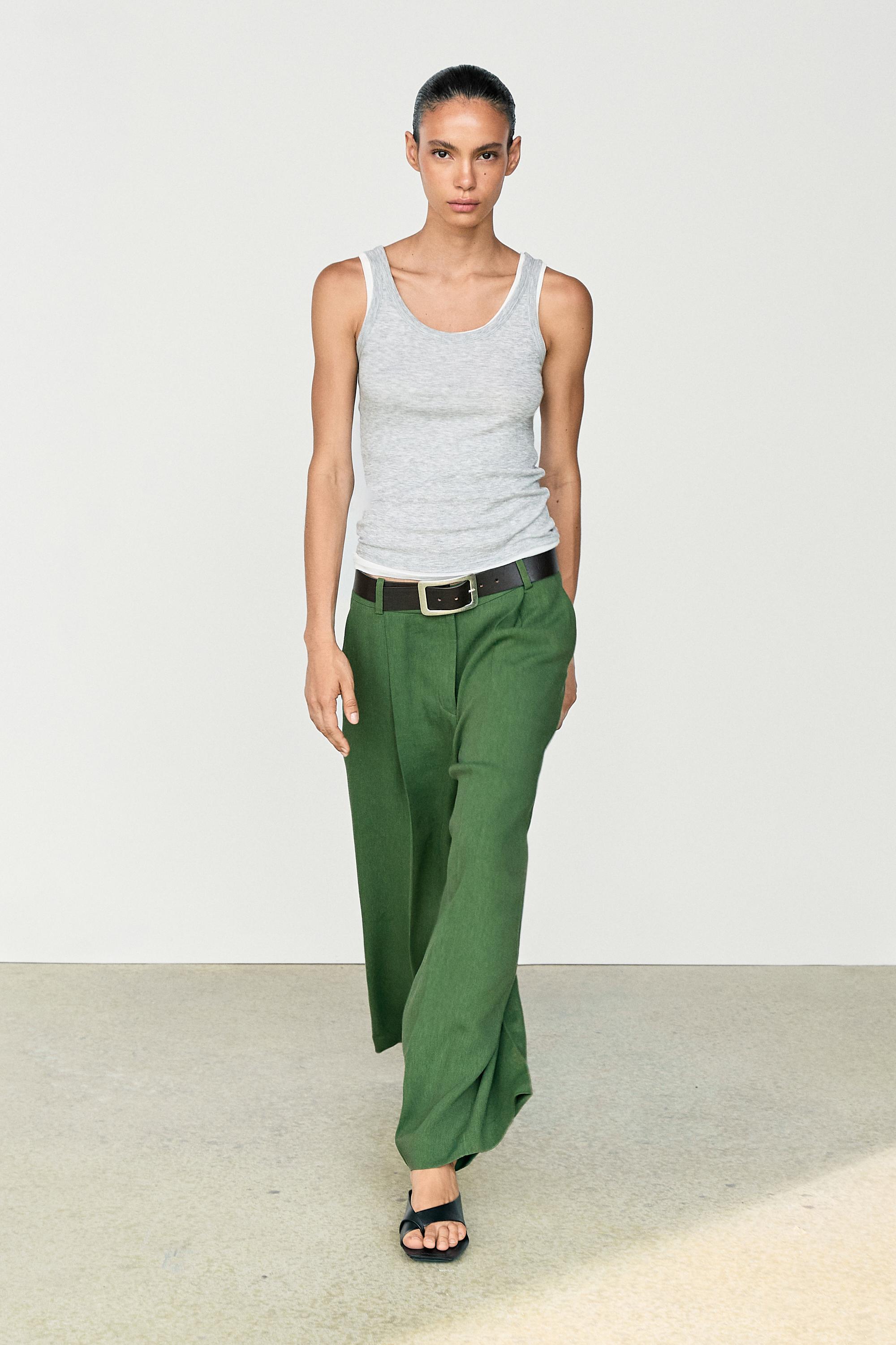 Flowing total look pants — Green / Blue
