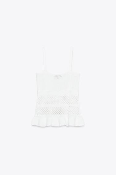 TOP EN MAILLE À VOLANT - Blanc de Zara - Image 4