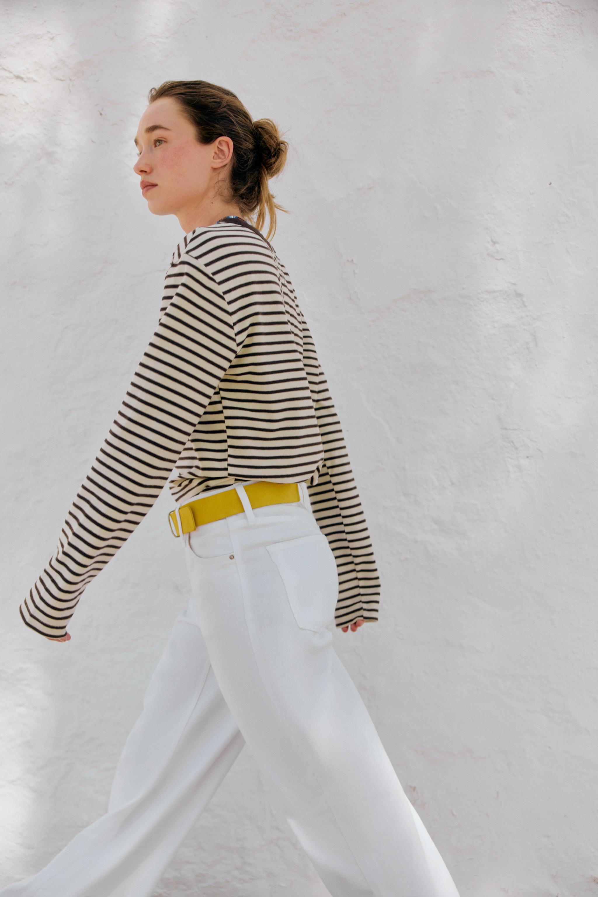 Женские футболки Zara STRIPED LONG SLEEVE T-SHIRT — фото 4