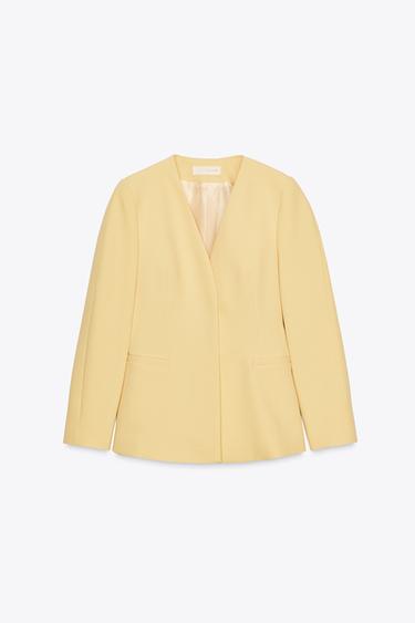 COLLARLESS BLAZER - Yellow by Zara